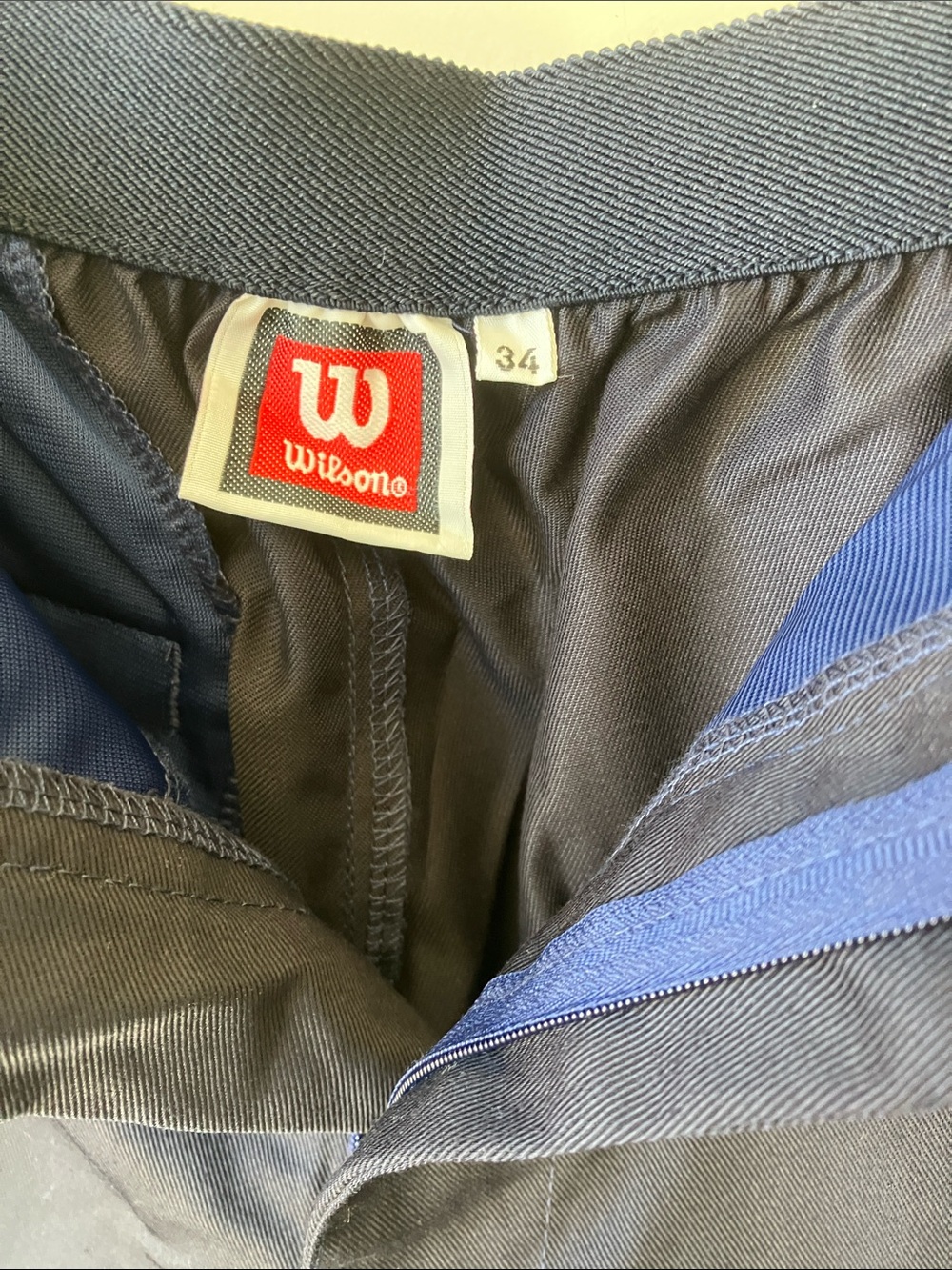 WILSON Men’s Navy Tennis Shorts w/ Red Logo + Striped Waistband Size 34 NWT - Picture 5 of 11